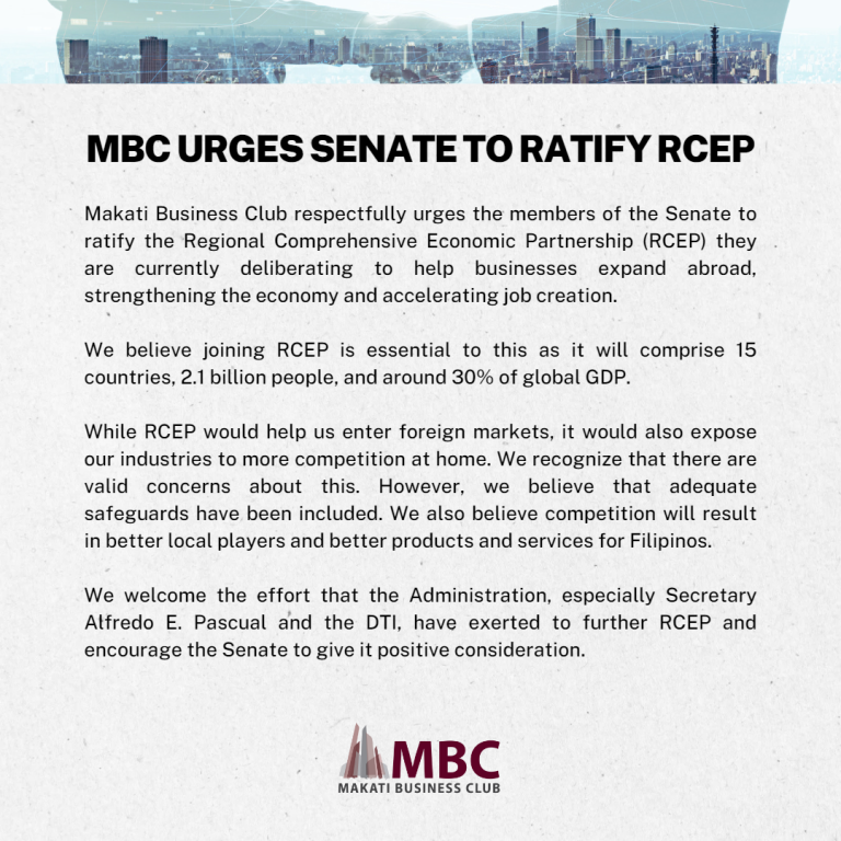 MBC Urges Senate to Ratify RCEP