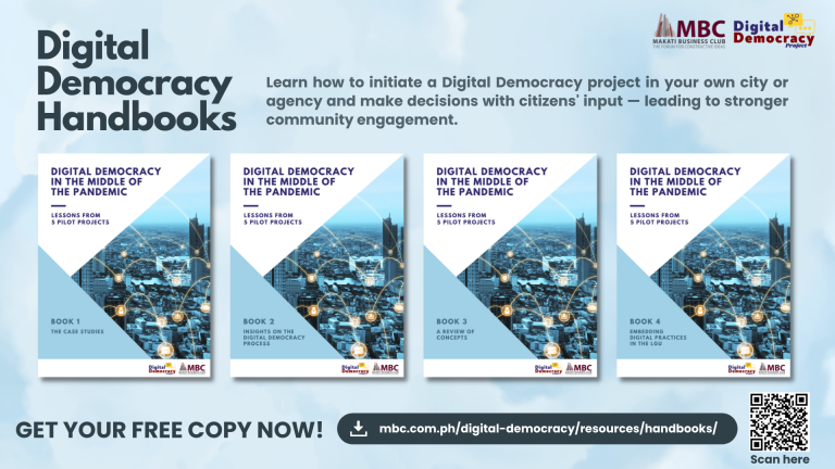 Handbooks on Digital Democracy: Lessons from  Pasig, Intramuros, Legazpi, and Iligan pilot runs during COVID-19
