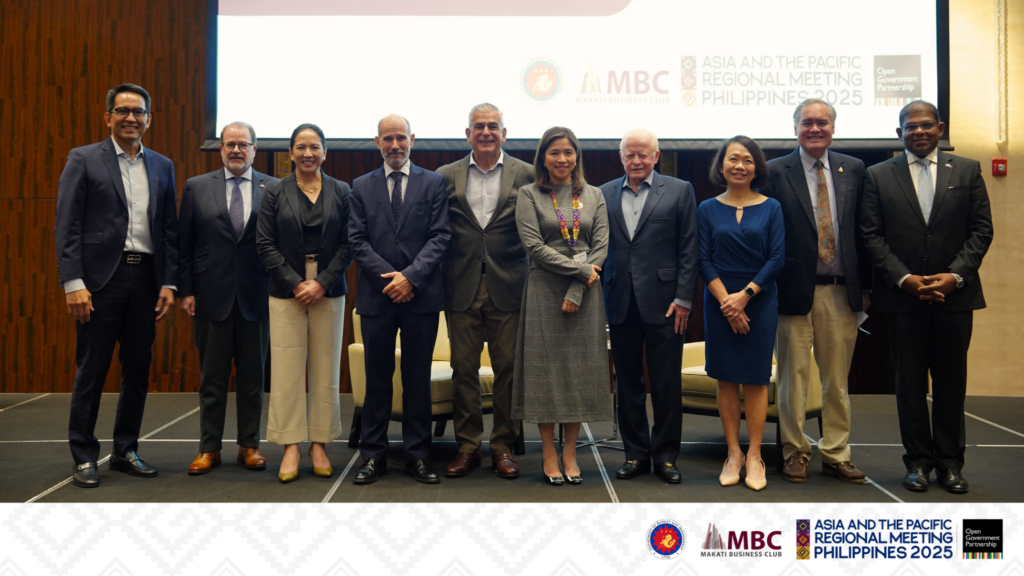 MBC Working with Government - DBM Secretary Amenah Pangandamanwith MBC Trustees Peter Maquera, Cosette Canilao, Jaime Augusto Zobel de Ayala, Amb. Jose Cuisia, Riza Mantaring, and executive director Apa Onpin.